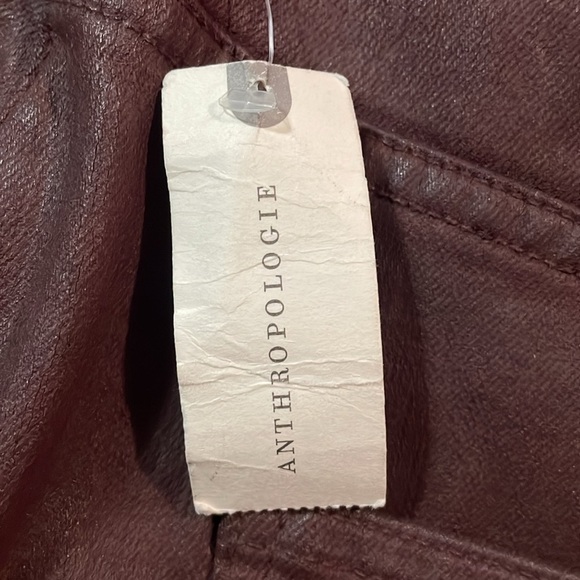 NWT Anthropology Burgundy Madi Front Slit Coated Denim Skirt Size 14 - Picture 14 of 14